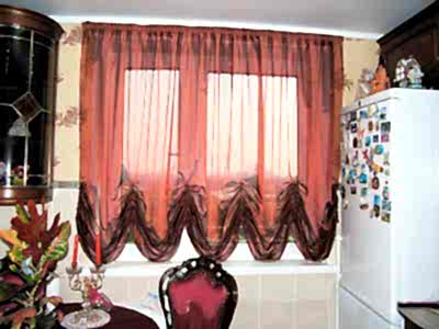 Австрийские шторы на кухне фото в интерьере пример 225