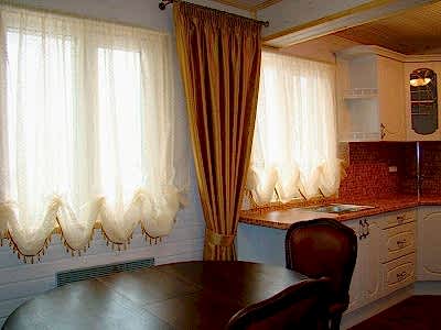 Австрийские шторы на кухне фото в интерьере пример 227