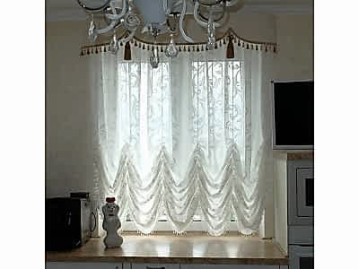 Австрийские шторы на кухне фото в интерьере пример 378