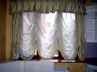 Австрийские шторы на кухне фото в интерьере пример 336