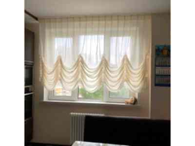 Австрийские шторы на кухне фото в интерьере пример 313