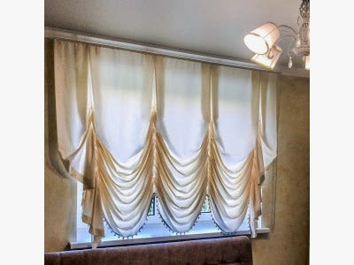 Австрийские шторы на кухне фото в интерьере пример 307