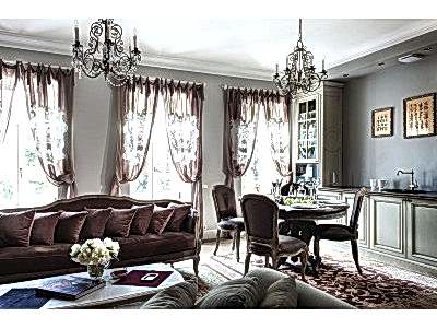 Тюлевые шторы в гостиной фото в интерьере пример 663