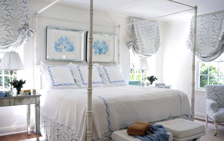 Сочетание ткани лондонской шторы с обивкой мебели и покрывалом