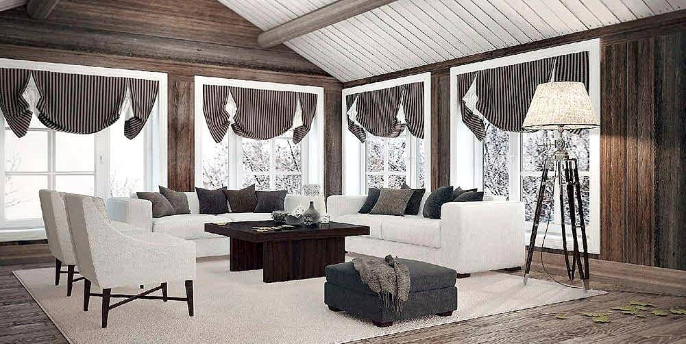 Стильные лондонские шторы в коттедже